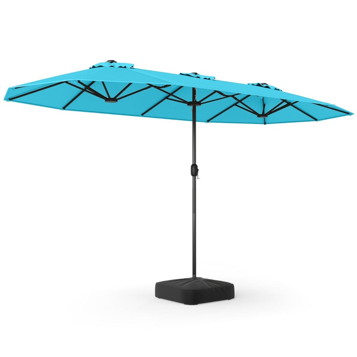 Parasol double Coast - toile extra-large - pied lesté - Turquoise 400 x 212 cm
