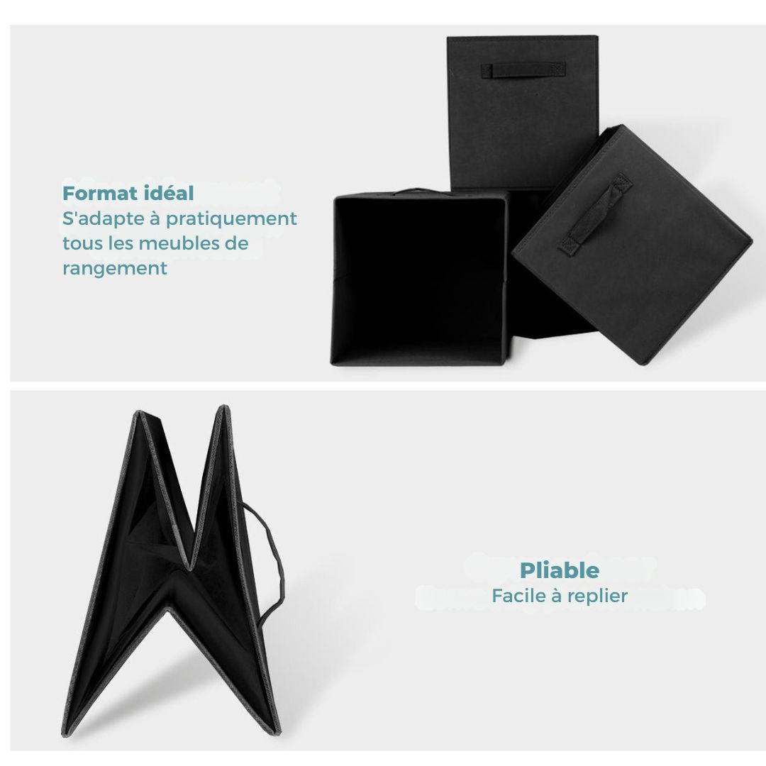 Organiseurs de placards LifeGoods - 6 pièces - 20L - Textile - Noir