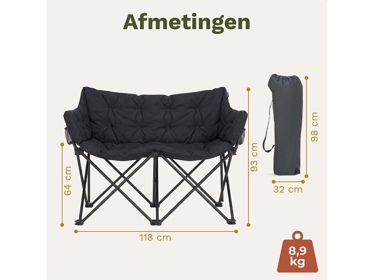 Banc de camping Trvlmore - 118 x 64 x 93 cm - 2 personnes - premium comfort - châssis en aluminium