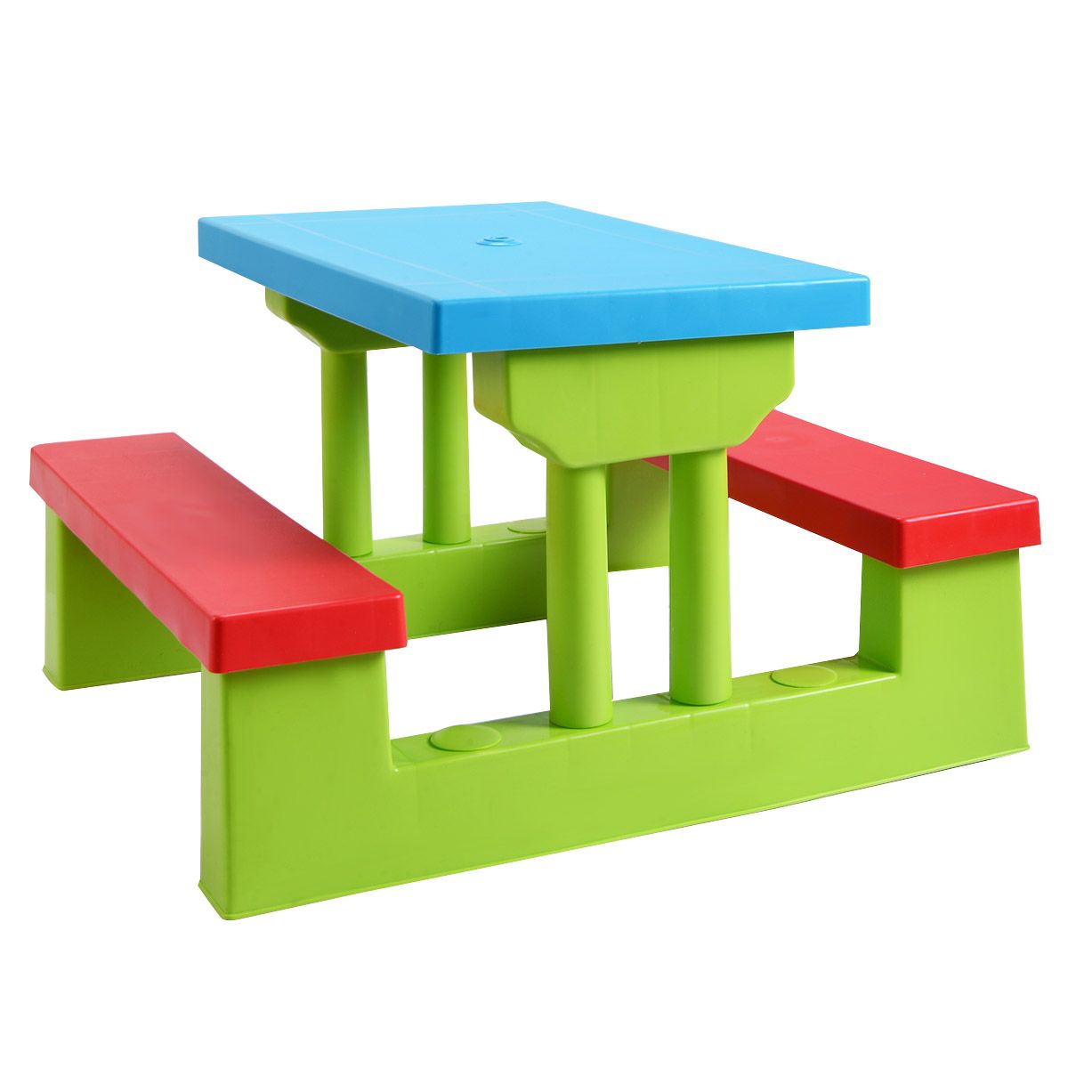Coast Table de pique-nique pour enfants - Avec parasol - 2 bancs - Max. 50 kg - 67 x 41 x 47 cm - Rouge / Bleu / Vert
