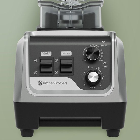 KitchenBrothers Power Blender - 1600W - 2L - Smoothie Maker - Ice Crusher - Gris Métallique