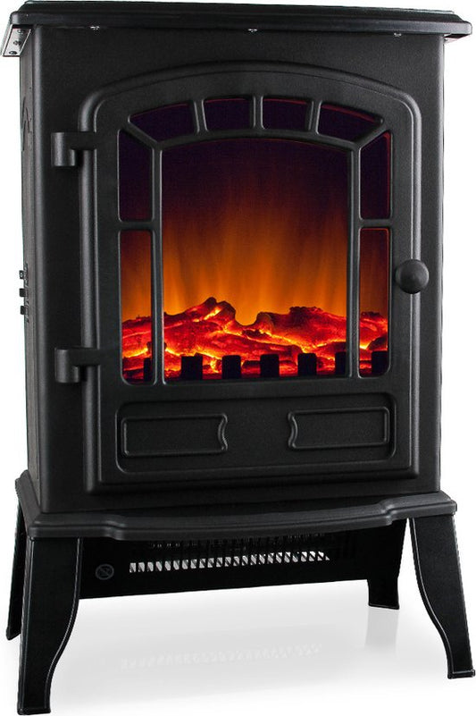 Torino Cheminée électrique avec effet flamme ouverte - 2000 watts - 25–30 m² - Noir