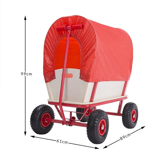 Monzana Bolderkar Chariot de transport - Comprend des pneus à 4 profils et une bâche - 168 x 45,5cm - Rouge