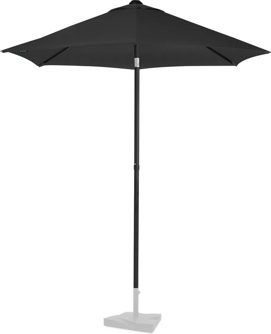 VONROC Premium Parasol Torbole - Ø200cm - Parasol à manche durable - Tissu résistant aux UV - Anthracite/Noir - Housse de protection incluse