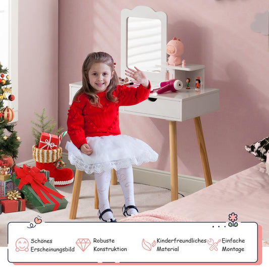 Coast 2 in 1 children's Lid Table Set desk & stool with mirror 70 x 37 x 100 cm white