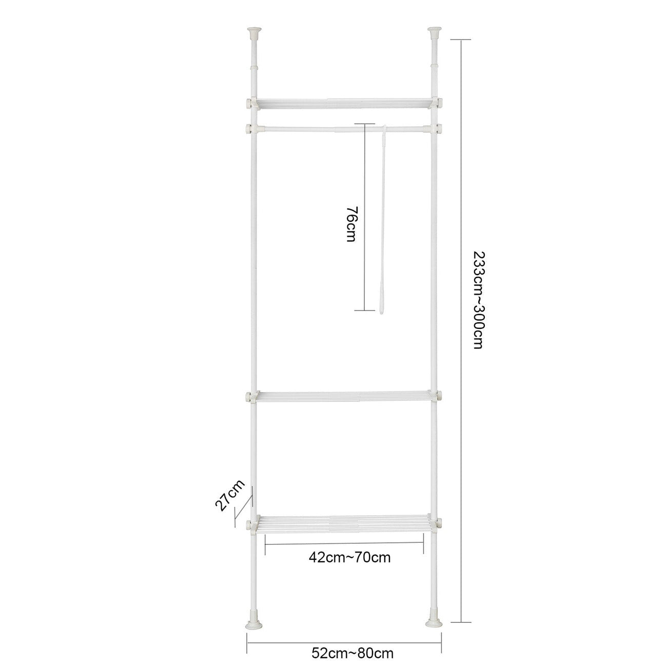 SoBuy Porte-vêtements - avec étagères de rangement - 80 x 27 x 300 cm - Blanc