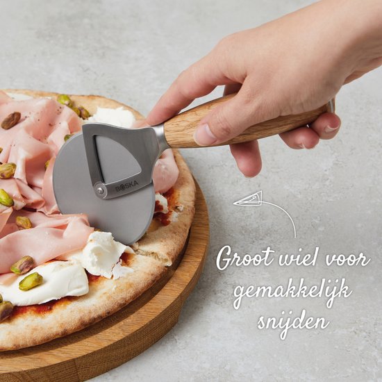 Boska Coupe-pizza Oslo+ - Anti-adhésif BSF™ - Stable - Chêne & acier inoxydable