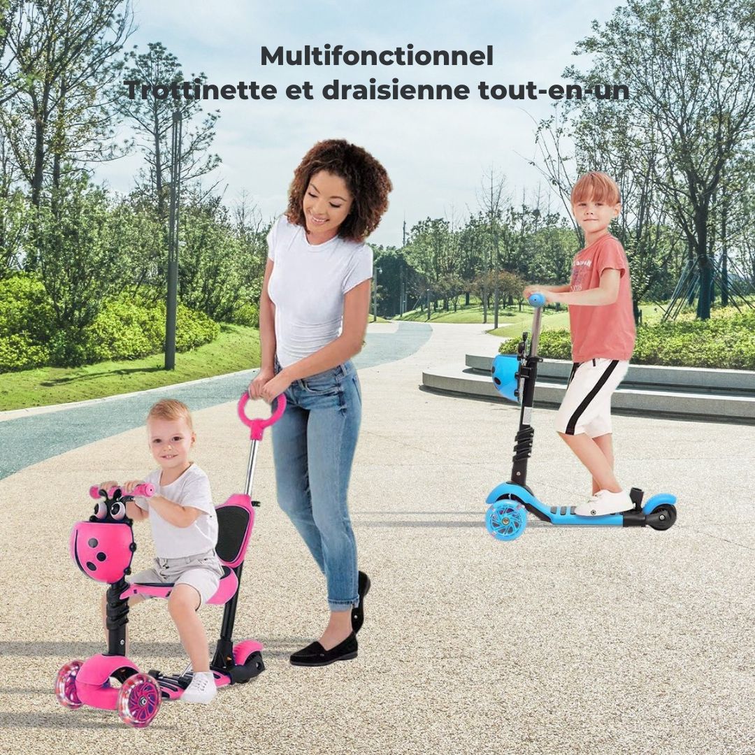 Trottinette enfant LifeGoods - 3 roues lumineuses - 3 -8 ans - Garçons/Filles - Rose