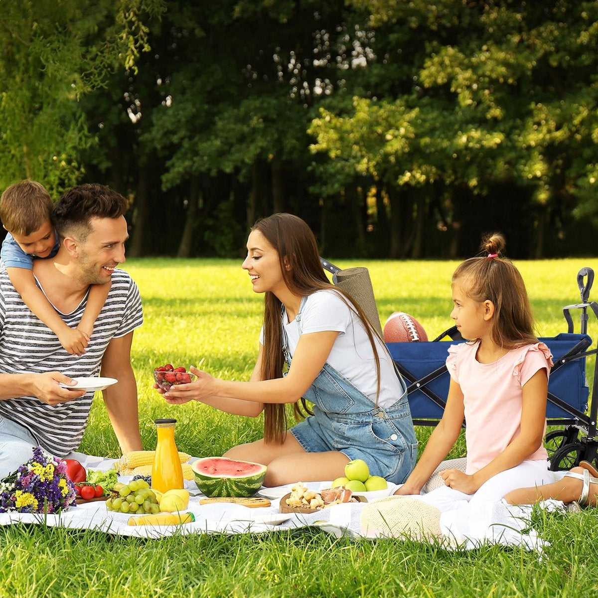LifeGoods Wagon - Pliable - Jusqu'à 120KG - 90L - Polyester lavable - 120x80cm - Bleu