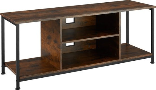 tectake - Meuble TV avec 4 compartiments ouverts et étagère réglable - brun foncé industriel - dim. 120 x 40 x 50,5 cm - 404644