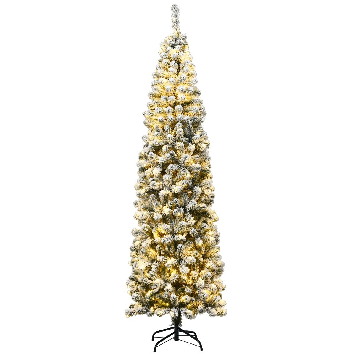 Coast - Crayon pour sapin de Noël - Avec neige, 350 LED et 641 branches - 225 cm - PVC/métal - Vert/Blanc chaud
