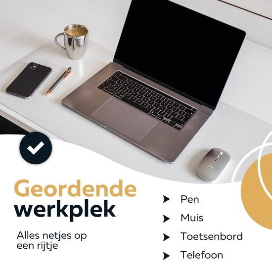 WURK Professional Desk Pad Transparent - Organisateur de bureau - Inclut un clip pour câble - 90x45