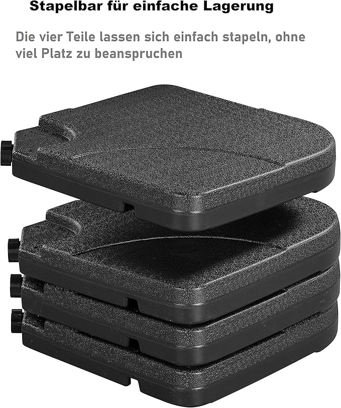 Yaheetech : ensemble de 4 pièces pour pied de parasol à remplir, pour parasol suspendu - Noir - Jusqu'à 80 kg de sable / 60 kg d'eau