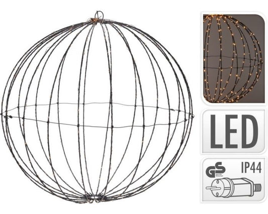 Globe lumineux en métal avec minuterie lumière chaude 40 cm - Décoration de Noël