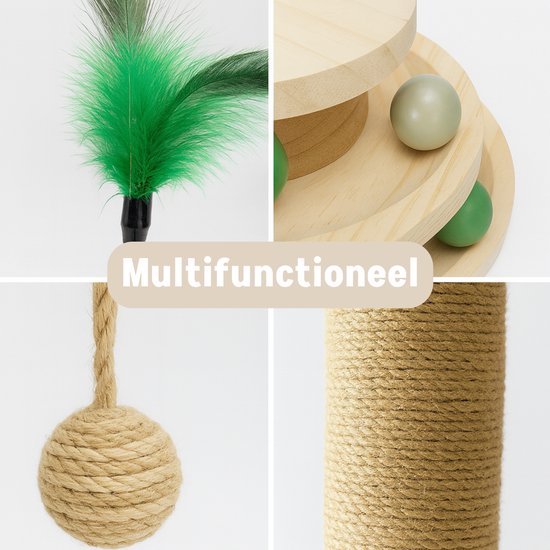 By Cee Cee Scratching Post - griffoir pour chat - griffoir pour chat - jouet en bois pour chat - idéal pour plusieurs chats - 40x19x45.5cm - Luna