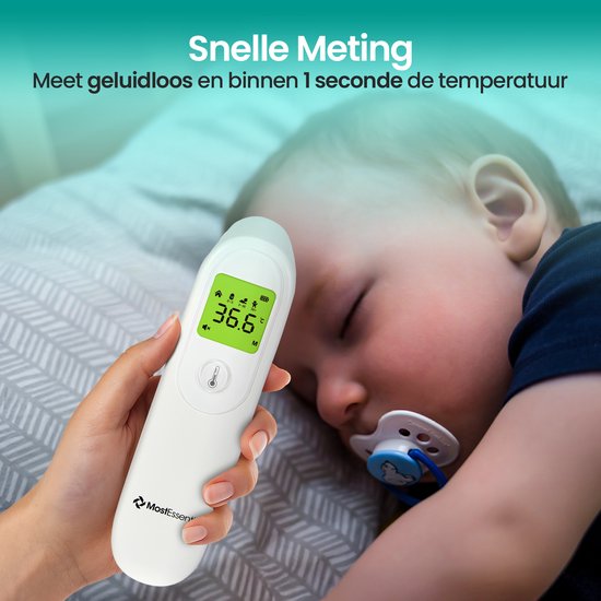 Thermomètre frontal numérique MostEssential - Thermomètre - Thermomètre médical pour adultes, enfants et bébés - Sans contact - HW05