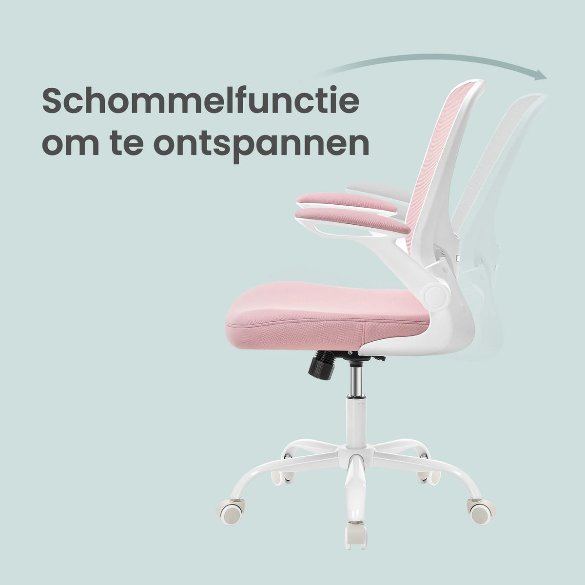 Chaise de bureau ergonomique Joyfurnos rose - Soutien lombaire réglable et accoudoirs rabattables - 60 x 64 x 103-110 cm