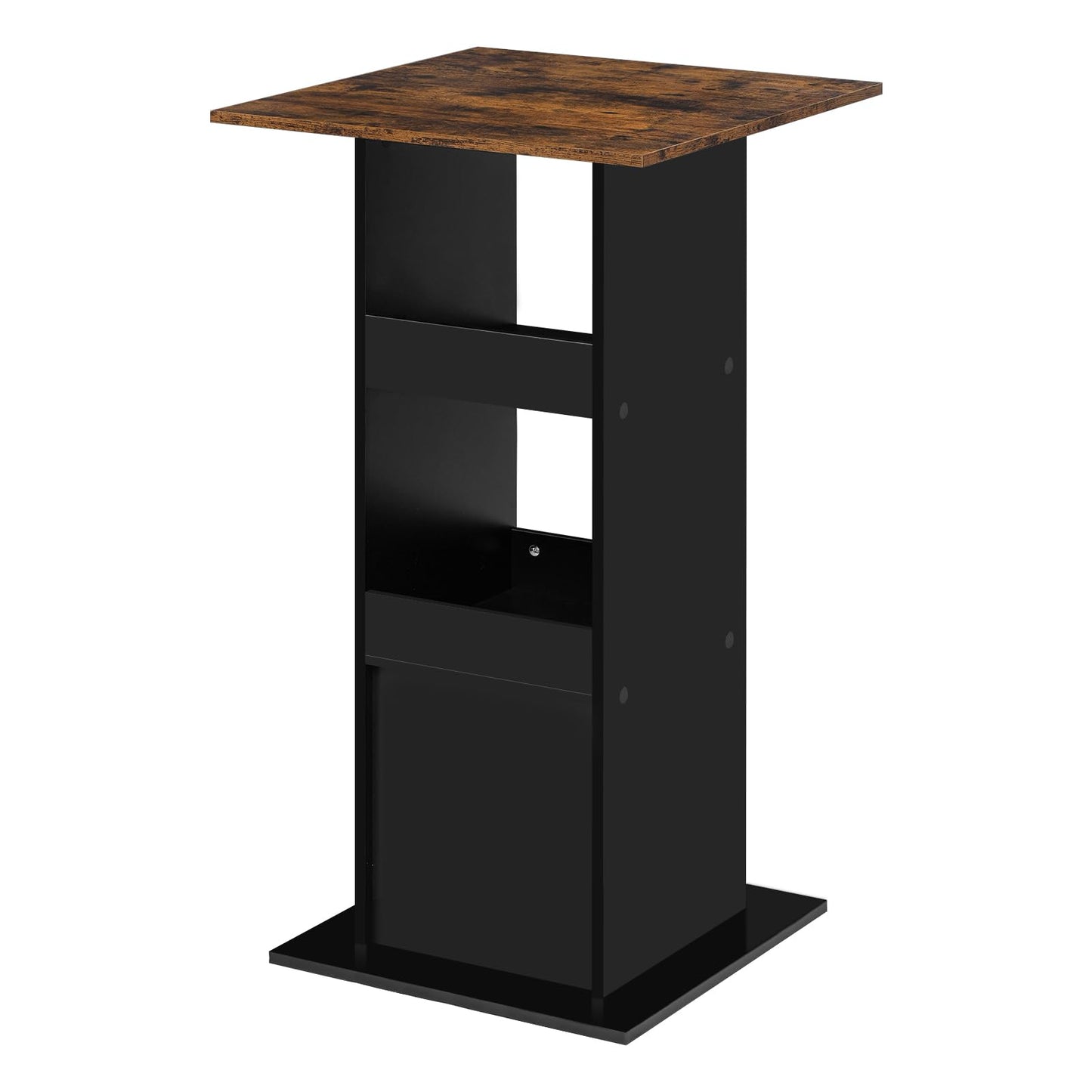 Table haute Woltu - 109 cm de hauteur - Rectangulaire - 3 étagères - Noir/Marron rustique