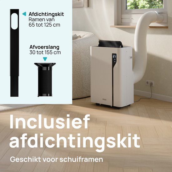 MOA Climatiseur mobile - 12 000 BTU - Avec télécommande - Jusqu'à 35m² - Climatiseur avec fonction de déshumidification - Kit d'étanchéité pour fenêtre - Blanc