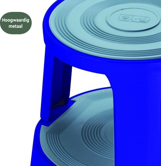 BRASQ Tabouret de marche Premium Bleu - Capacité 150 kg - Tabouret de marche - Pied d'éléphant - Tabouret de bureau - Escalier mécanique - Tabouret - Métal