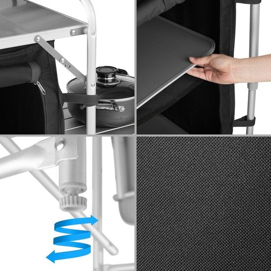 Tectake - cuisine de camping dim. 172 x 52 x 104cm noir - 403344