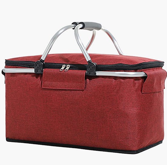 Panier rafraîchissant Ceruzo Rouge - Panier pique-nique-Aluminium-Toile Oxford-Pliable