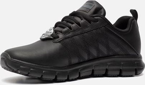 Baskets Skechers Work Relaxed Fit en cuir noir - Femmes