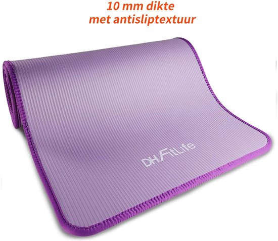 DH FitLife Tapis d'entraînement, tapis de fitness, tapis de sport, 183 x 61 x 1 cm, extra résistant à la déchirure, tapis de yoga, antidérapant et épais, tapis d'entraînement (violet)