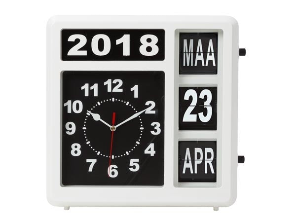 Perel Horloge murale Flipchart avec calendrier - 31 x 31 cm - hollandais