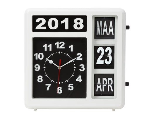 Perel Horloge murale Flipchart avec calendrier - 31 x 31 cm - hollandais