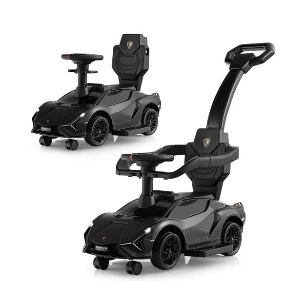 coast Lamborghini voiture de marche - fonction 3-en-1 et barre de poussée incluse - max 25 kg - 95 x 44 x 85 cm - rose