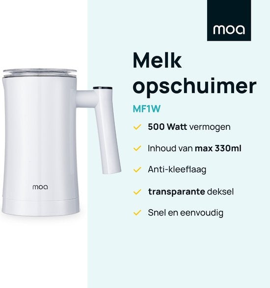 MOA Mousseur à lait - Sans BPA - Pour faire mousser et chauffer - Blanc - MF1W
