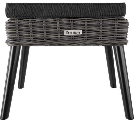 tectake - Fauteuil à bascule en osier Rovigo avec pouf Vibo - gris - poly-rattan