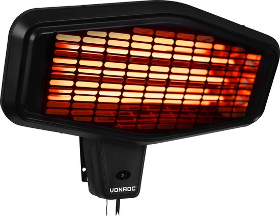VONROC Chauffage de terrasse atmosphérique - Amiata 2200W - Lampe infrarouge puissante - 3 niveaux de chaleur - Pour montage mural