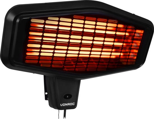 VONROC Chauffage de terrasse atmosphérique - Amiata 2200W - Lampe infrarouge puissante - 3 niveaux de chaleur - Pour montage mural