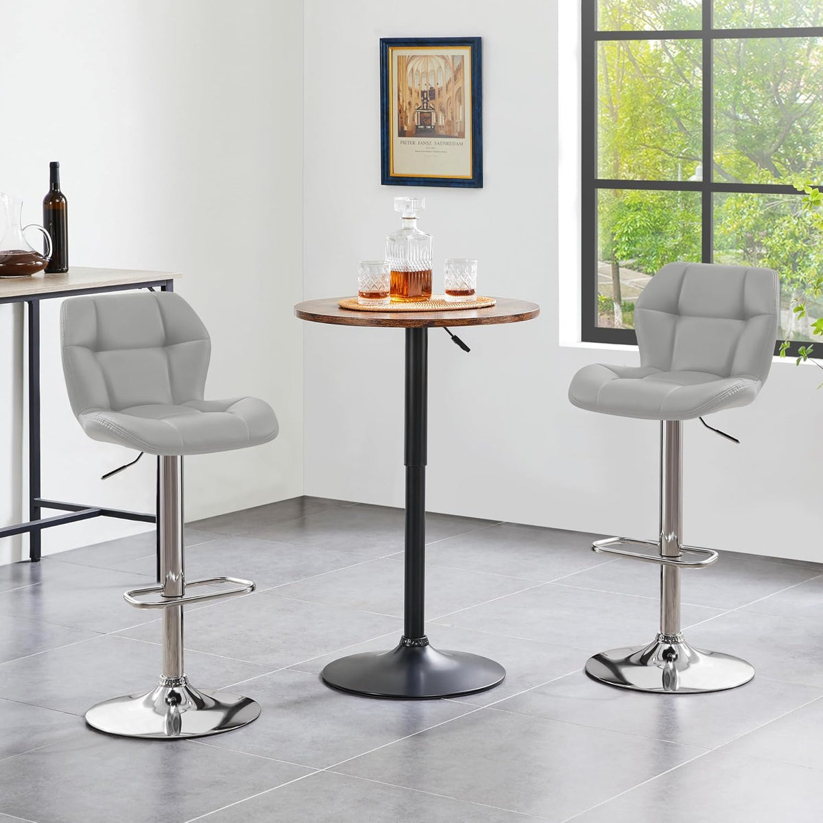 Lot de 2 tabourets de bar Yaheetech - Hauteur d'assise réglable de 62,5 à 84,5 cm - Simili cuir