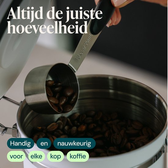 Boîte de conservation pour café Castagnola – 1,8 litre / 600 g – Boîte hermétique pour café avec évacuation de CO₂ et suivi de la date – Acier inoxydable – Blanc cassé