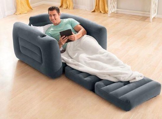 Intex - Pull-Out Inflatable Sleeping Chair - Confortable 2-en-1 Lounge Chair et Lodge Bed