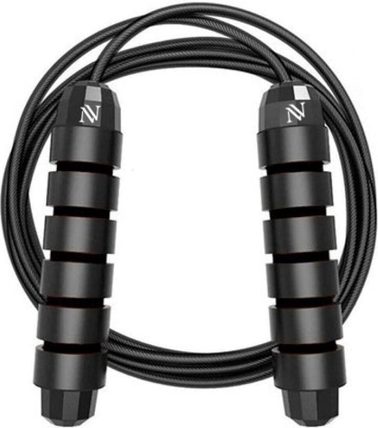 Corde à sauter sportive professionnelle - Nuvance  - réglable - Speedrope - pour adultes et enfants - noir