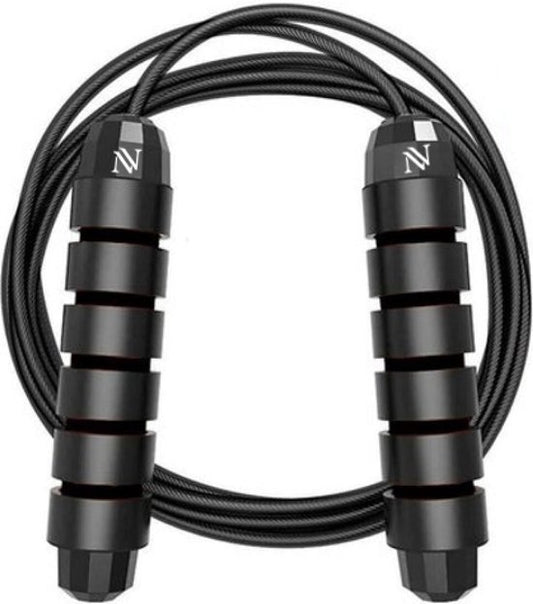 Corde à sauter sportive professionnelle - Nuvance  - réglable - Speedrope - pour adultes et enfants - noir