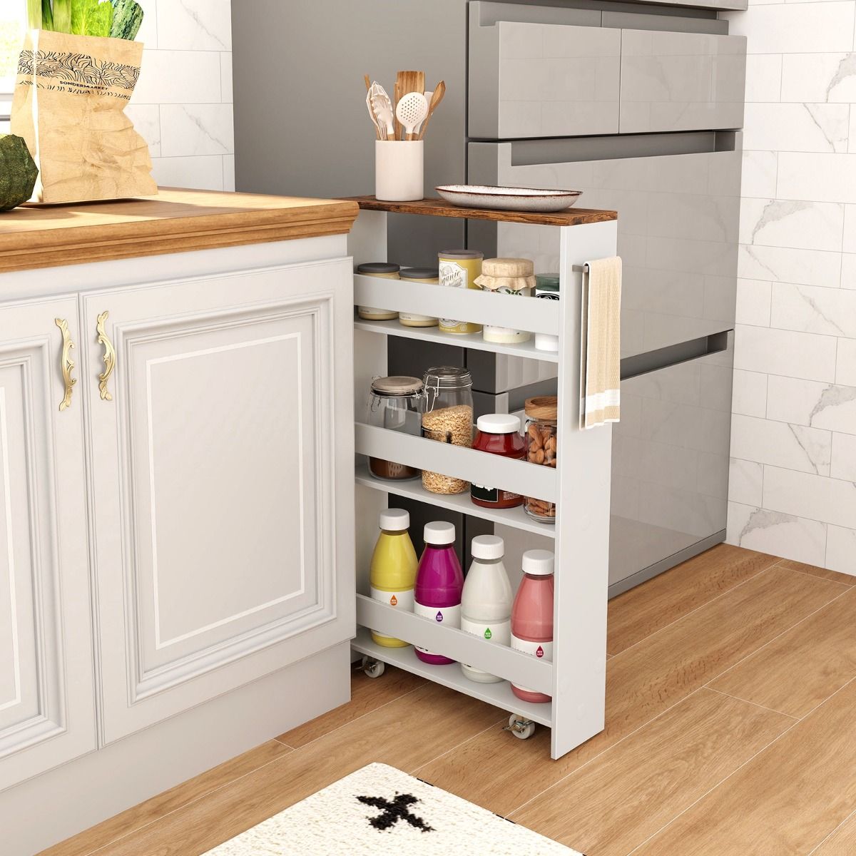 Coast Herb Rack mobile - 4 couches - étroit - 48 x 13 x 81 cm - blanc
