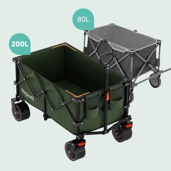 LifeGoods Wagon - XL - Pliable - 200L - 150KG de capacité de charge - Vert