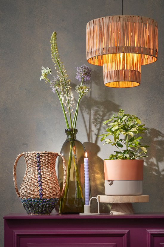 Mica Decorations Elisa Lampe pendante - H30 x Ø35 cm - Raphia - Marron clair