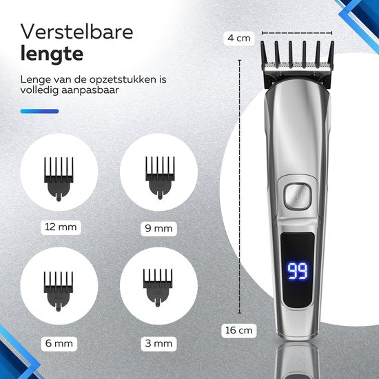 Tondeuse à barbe 6-en-1 pour hommes - 6 accessoires interchangeables - Tondeuse pour le corps et la barbe - Tondeuse pour le corps - Tondeuse pour le nez et les oreilles