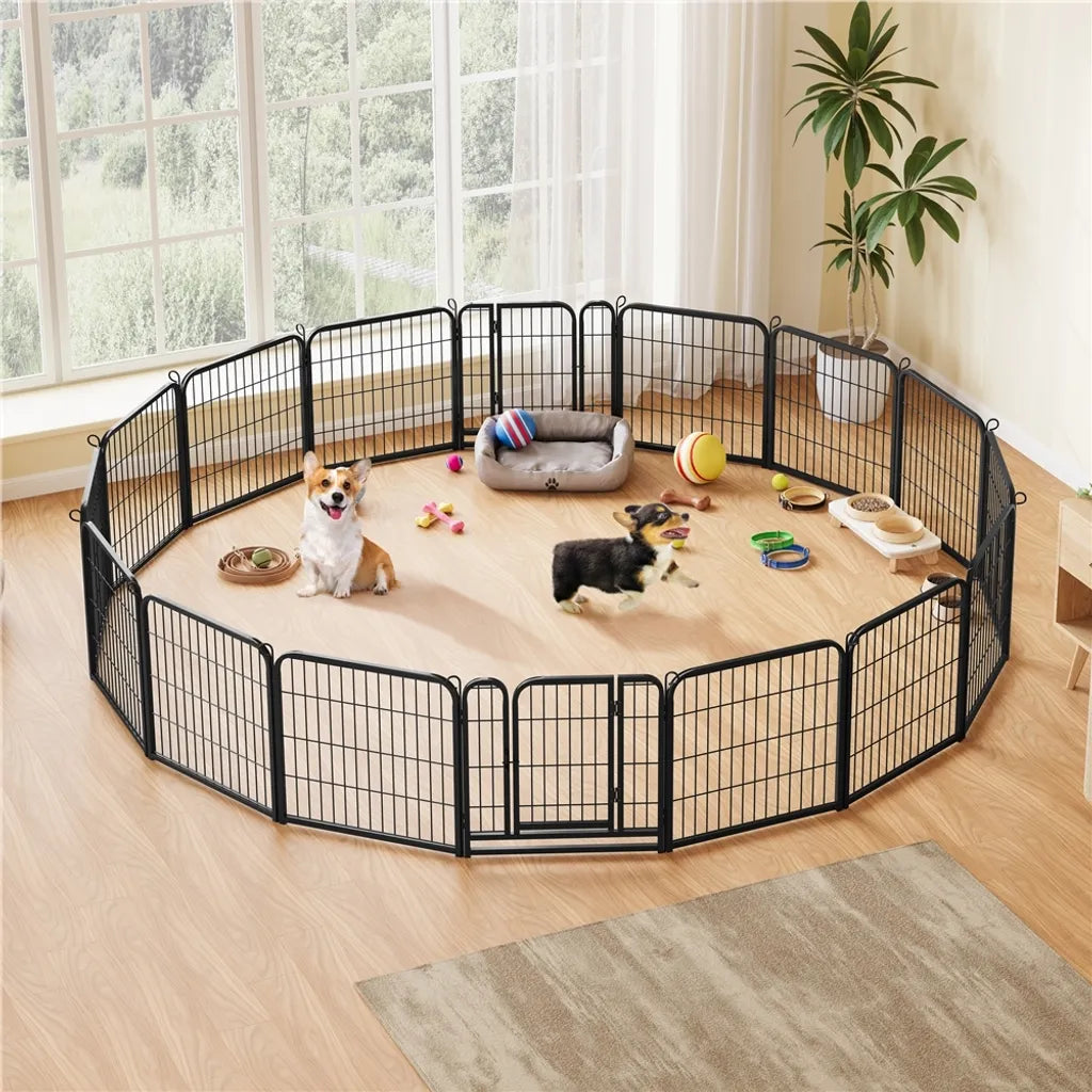Yaheetech Enclos pour chiots - 16 pièces - Pliable - 60,5 cm de hauteur - Verrouillage automatique - Noir