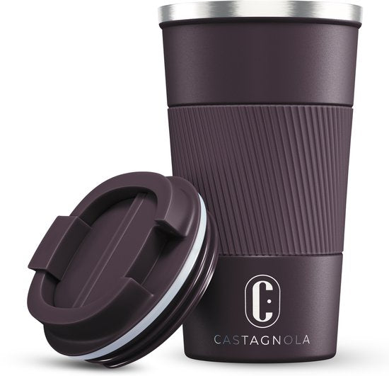 Mug isotherme Castagnola - Mug à café à emporter - Mug de voyage pour café et thé - Mug à thé - 510 ml - Acier inoxydable - Marron