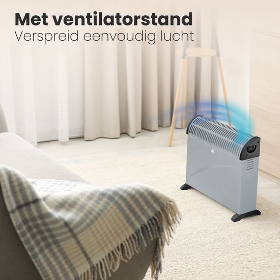 Auronic Convecteur électrique - 750/1250/2000 Watts - Avec ventilateur - Chauffage - Radiateur à ventilateur - Gris