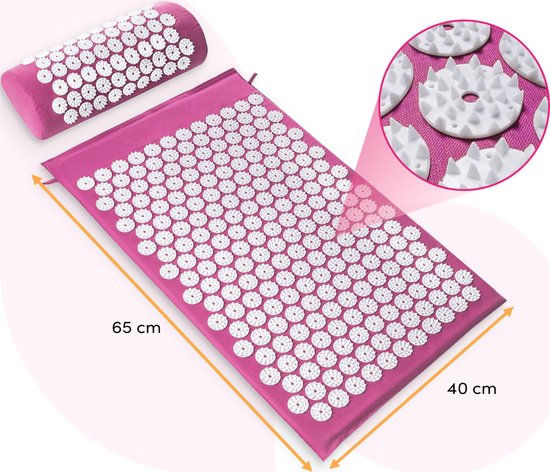 Loti Nail Mat with Nail Pillow - Purple/White - Tapis d'acupression - Lit d'acupuncture - Coussin d'acupuncture - Massage Shakti - Sac de transport inclus