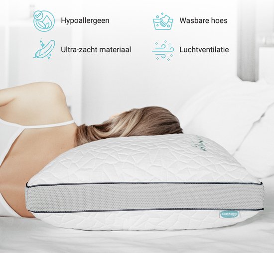 Oreiller en mousse à mémoire de forme CozySense® - Oreiller ergonomique en mousse à mémoire de forme - Contre les douleurs cervicales - Oreiller de sommeil réglable - Dormeur sur le côté, sur le dos et sur le ventre