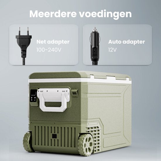 Glacière électrique Auronic - Compresseur - 80 L - 12 V et 240 V - Réfrigérateur de camping - Glacière de voiture - Avec roulettes et poignée - Verte